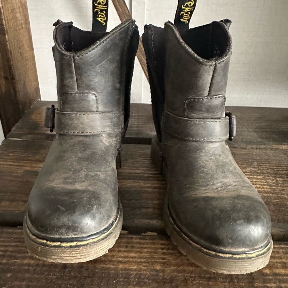 Kids Black Leather Boots